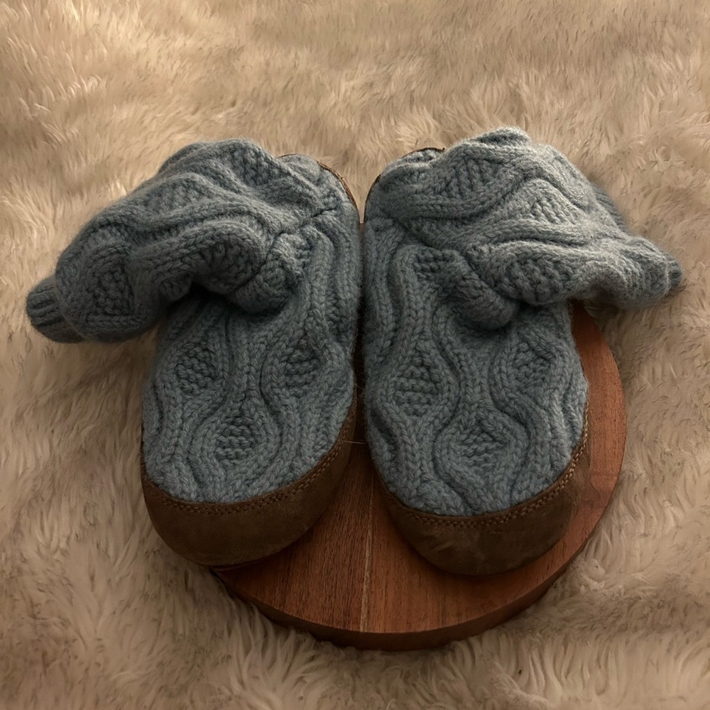 L.L. Bean Cable Knit Slipper Sock Leather Slippers  Womens size 7.5 - Picture 7 of 7